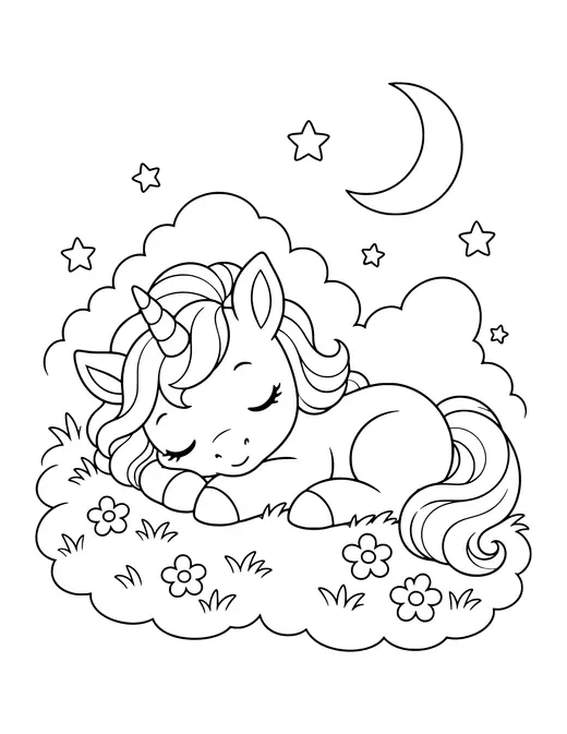 Baby Unicorn Sleeping coloring page