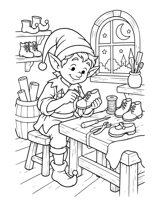 Elf Shoemaker coloring page