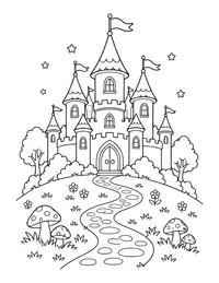 Fairy Castle on a Hill coloring page
