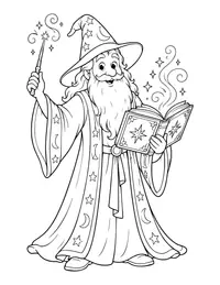 Wizard with a Spell Book coloring page