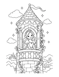 Princess in a Tower coloring page
