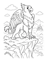 Griffin on a Cliff coloring page