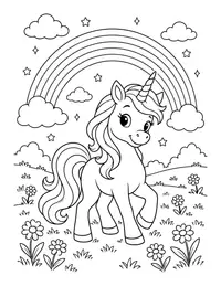 Unicorn and Rainbow coloring page