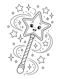 Magic Wand and Stars coloring page