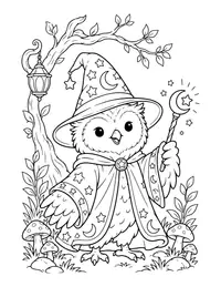 Owl Wizard coloring page