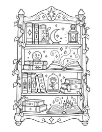 Magic Bookshelf coloring page