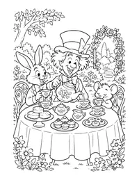 Mad Hatter Tea Party coloring page