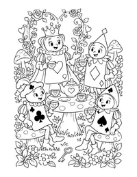 Wonderland Cards coloring page