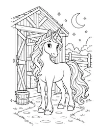 Unicorn Stable coloring page