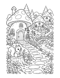 Mushroom Village coloring page