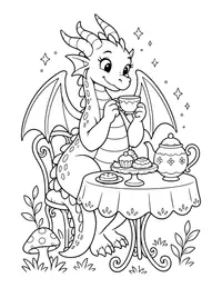 Dragon Tea Time coloring page