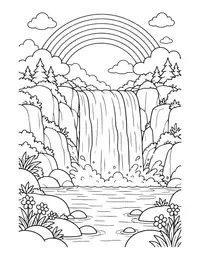Rainbow Waterfall coloring page