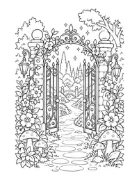 Enchanted Garden Gate coloring page