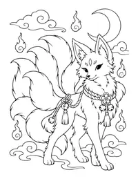 Kitsune Fox Spirit coloring page