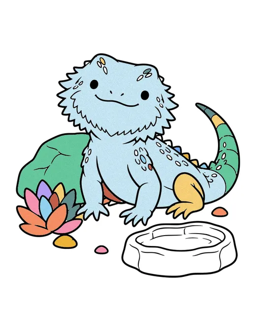 Bearded Dragon coloring page, colored in
