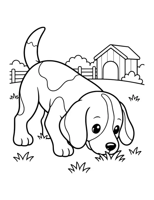 Beagle Sniffing the Grass coloring page