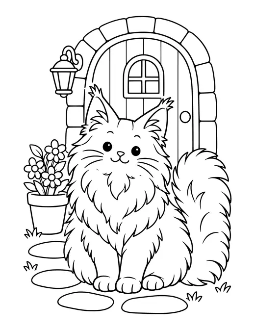 Maine Coon Cat coloring page