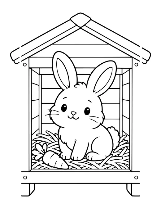 Bunny in a Hutch coloring page