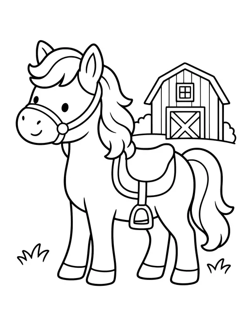 Pony and Saddle coloring page