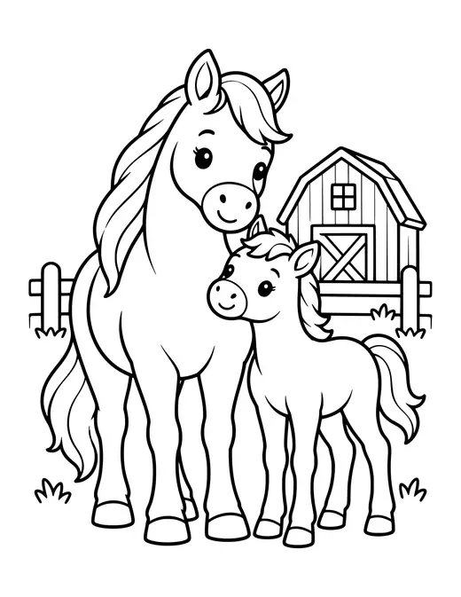 Mare and Foal coloring page