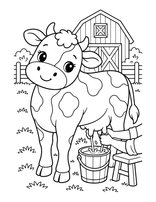 Cow Being Milked coloring page