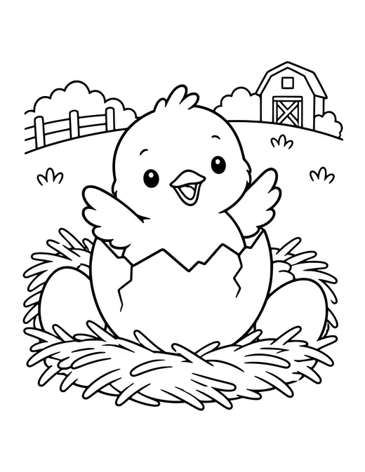 Chicks Hatching from Eggs coloring page
