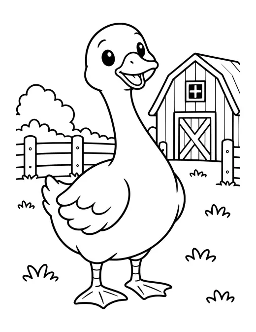 Geese on the Farm coloring page