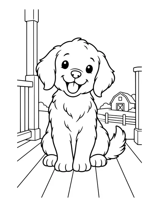 Farm Dog on the Porch coloring page