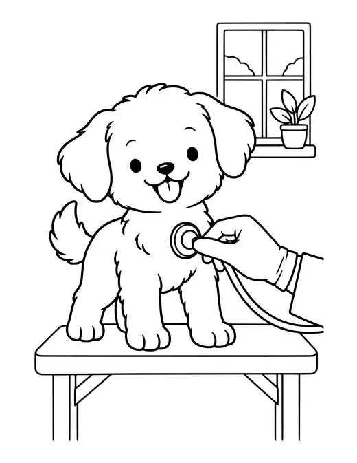 Vet Checkup for a Puppy coloring page