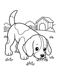 Beagle Sniffing the Grass coloring page