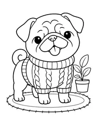 Pug in a Sweater coloring page