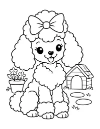 Poodle with a Bow coloring page