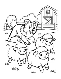 Border Collie Herding Sheep coloring page