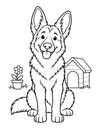German Shepherd Sitting coloring page