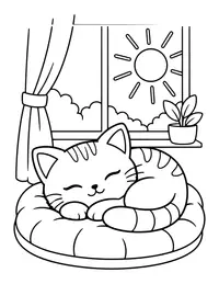 Cat Sleeping in the Sun coloring page