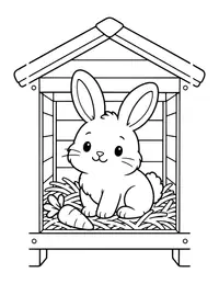 Bunny in a Hutch coloring page