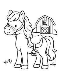 Pony and Saddle coloring page