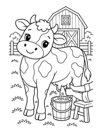Cow Being Milked coloring page