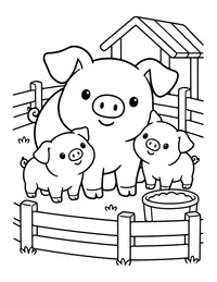 Pig Family in a Pen coloring page