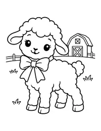 Lamb with a Bow coloring page