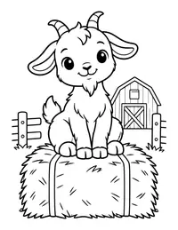 Goat on a Hay Bale coloring page