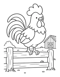 Rooster on a Fence coloring page