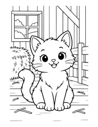 Farm Cat in the Barn coloring page