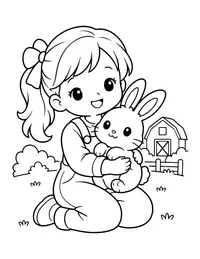 Kid Holding a Bunny coloring page