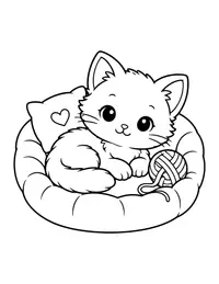 Pet Bed with a Kitten coloring page