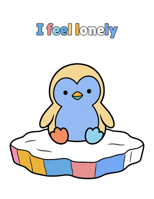 I feel lonely coloring page, colored in