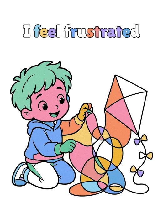 I feel frustrated coloring page, colored in