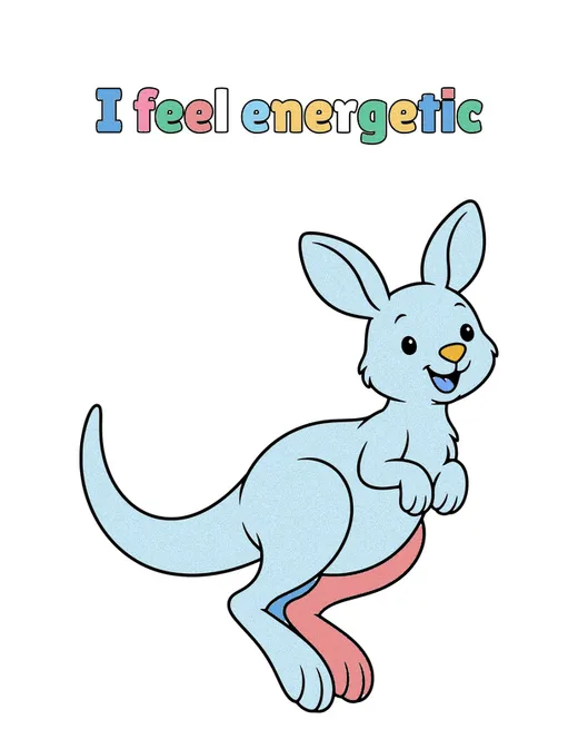 I feel energetic coloring page, colored in