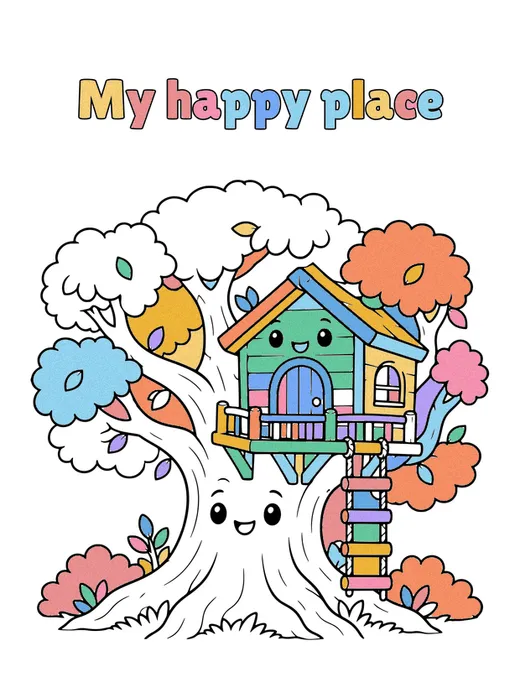My happy place coloring page, colored in