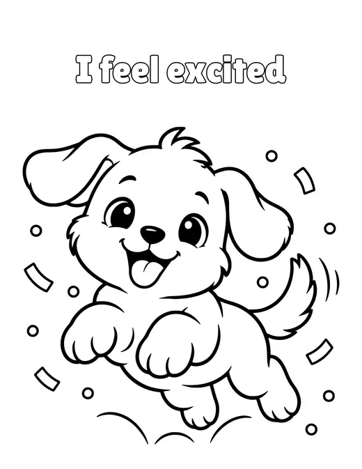 I feel excited coloring page